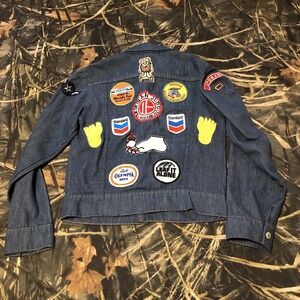 VTG 60-70s Denim Jacket Patches Towncraft Selvedge Womens Small Rare‎ Boys 12 14